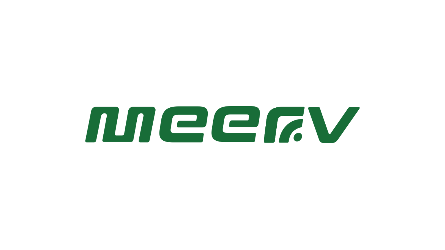 Green stylized 'meer.v' logo on a white background, representing a brand identity.
