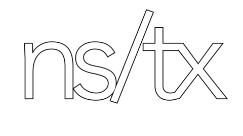 Logo displaying the stylized text 'ns/tx' in black outline on a white background.