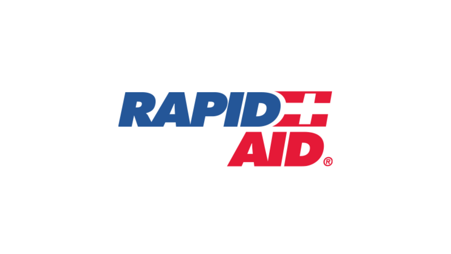 Rapid Aid logo with blue 'RAPID' and red 'AID' separated by a red plus sign.