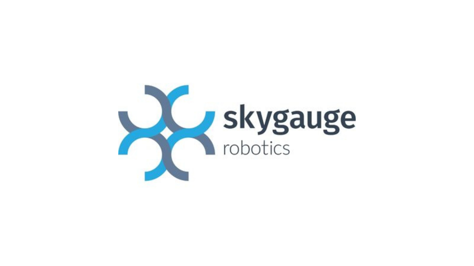 Logo for Skygauge Robotics featuring an abstract blue and gray intertwined graphic design.