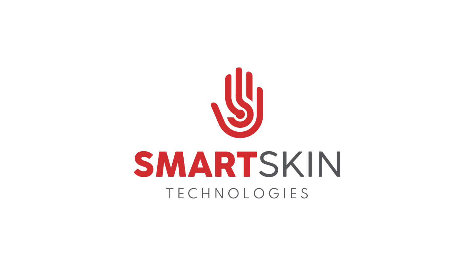 Red stylized hand logo for Smartskin Technologies company.