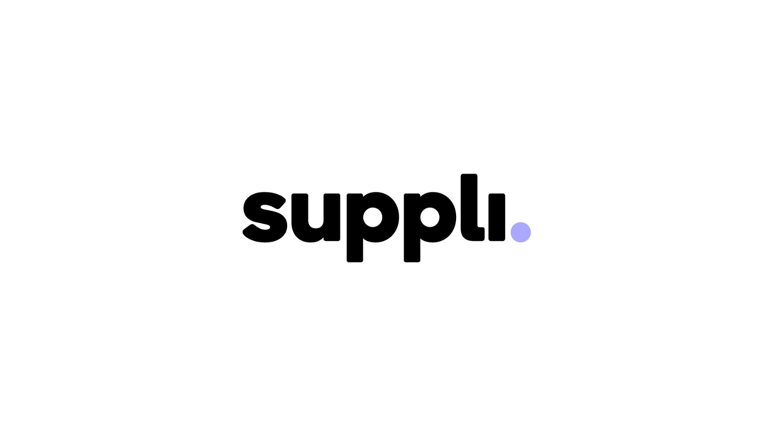 Suppli. brand logo with black text and a prominent purple dot.