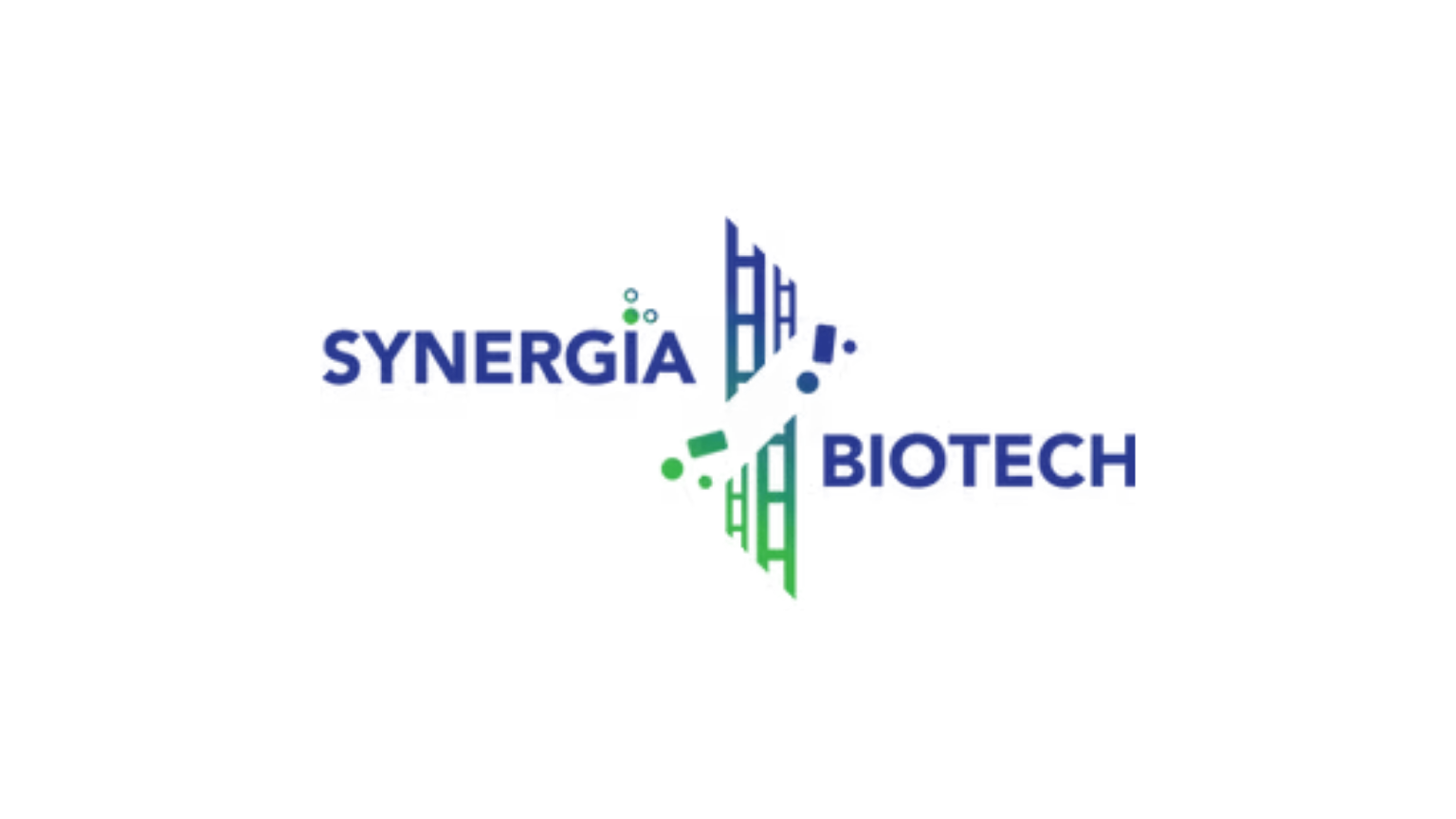 Synergia Biotech logo featuring the company name with a stylized green and blue graphic.