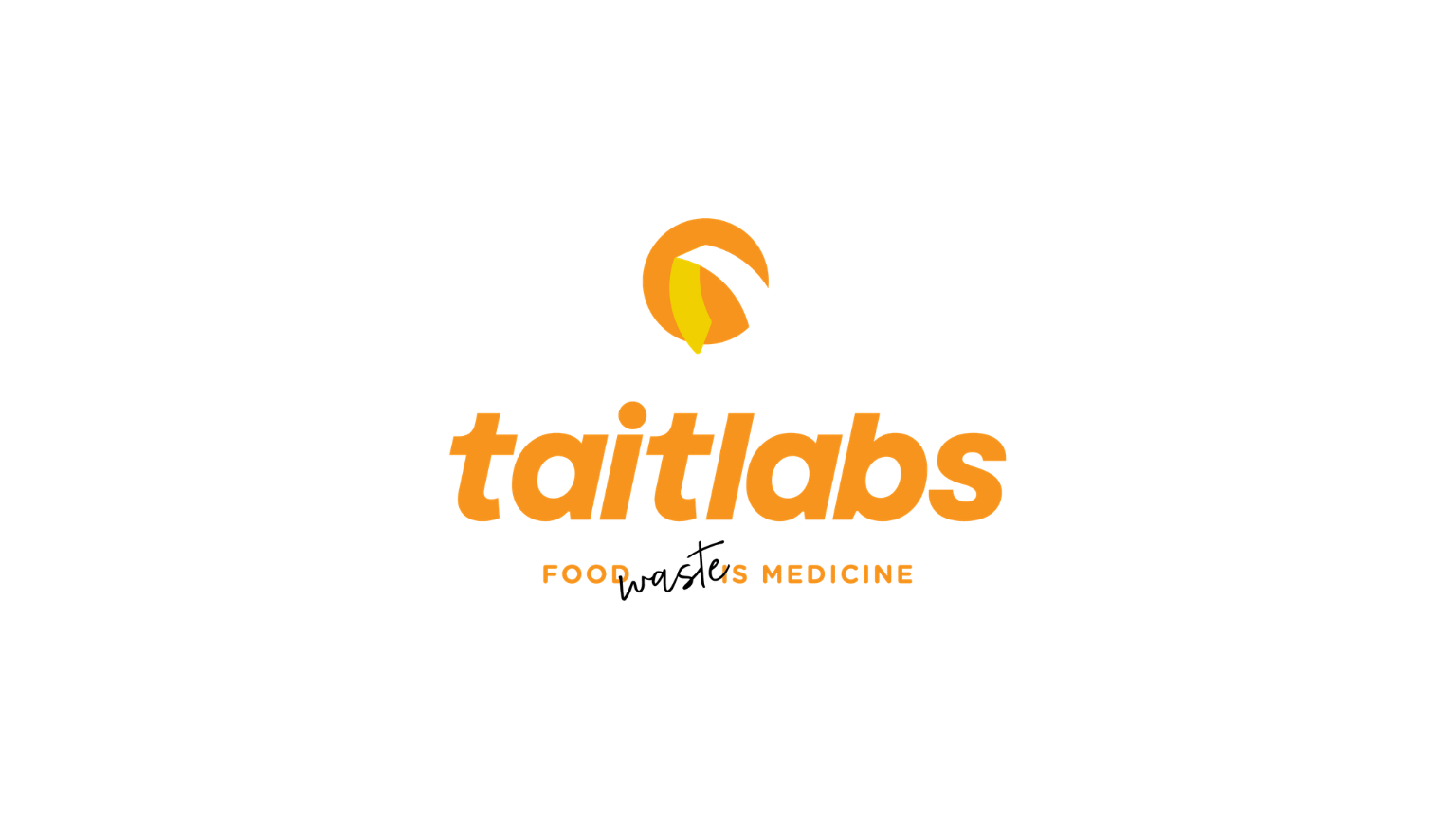 Taitlabs logo with a stylized orange icon and the tagline 'FOOD waste IS MEDICINE'.