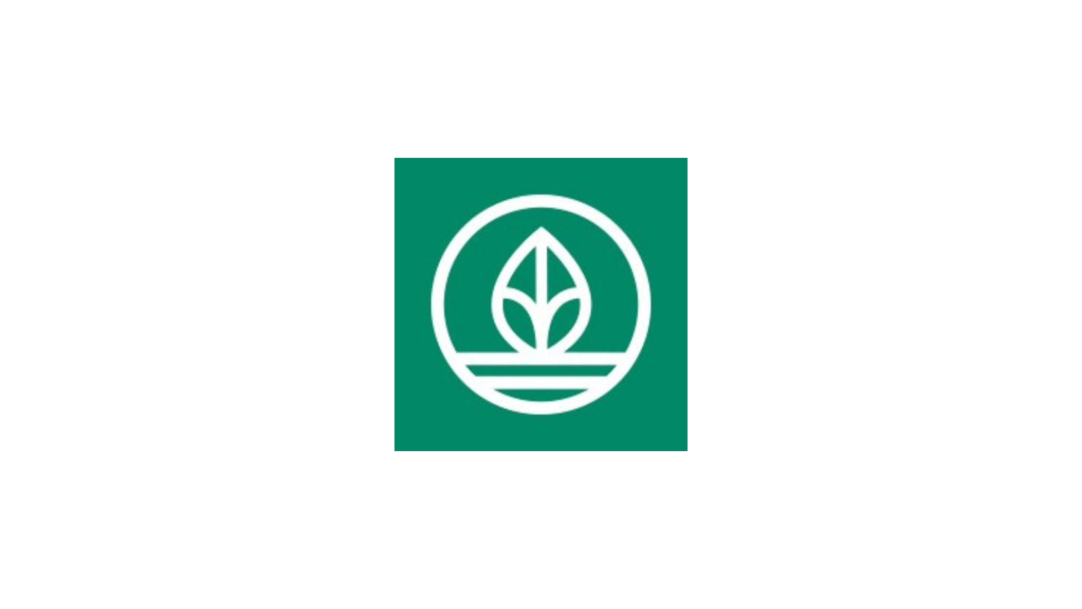 Green square logo with a white stylized leaf icon inside a circle.