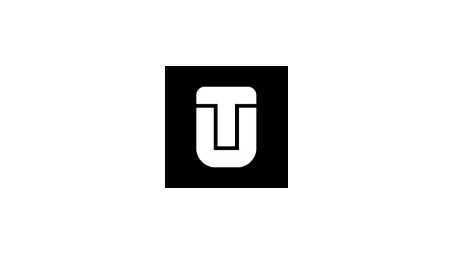 Stylized white 'TU' logo centered within a black square on a white background.