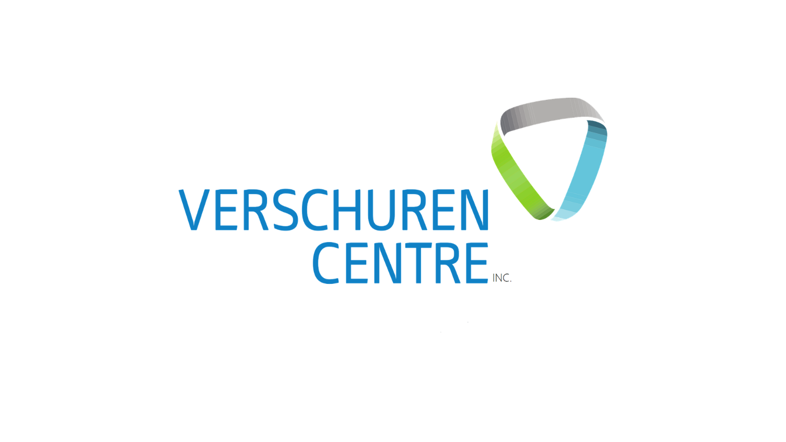 Verschuren Centre logo featuring its name and a blue, green, and grey abstract symbol.